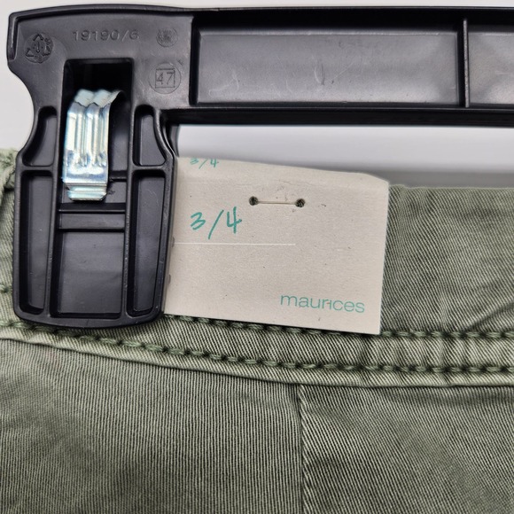 NWT Maurices Pale Olive Green Denim Slouchy Chino Rolled Cuff Pants Women's 3-4 - Picture 8 of 10